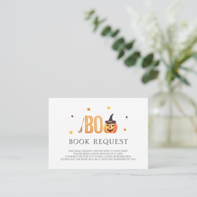 Jack-o-Lantern Baby Shower, Book Request Enclosure Card (Standing Front)