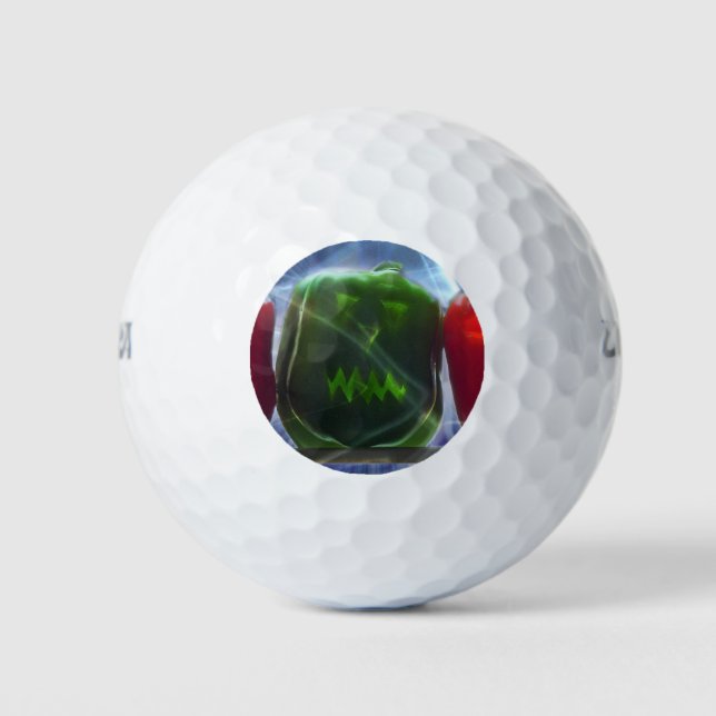 Jack O Lantern Bell Peppers Golf Balls (Front)