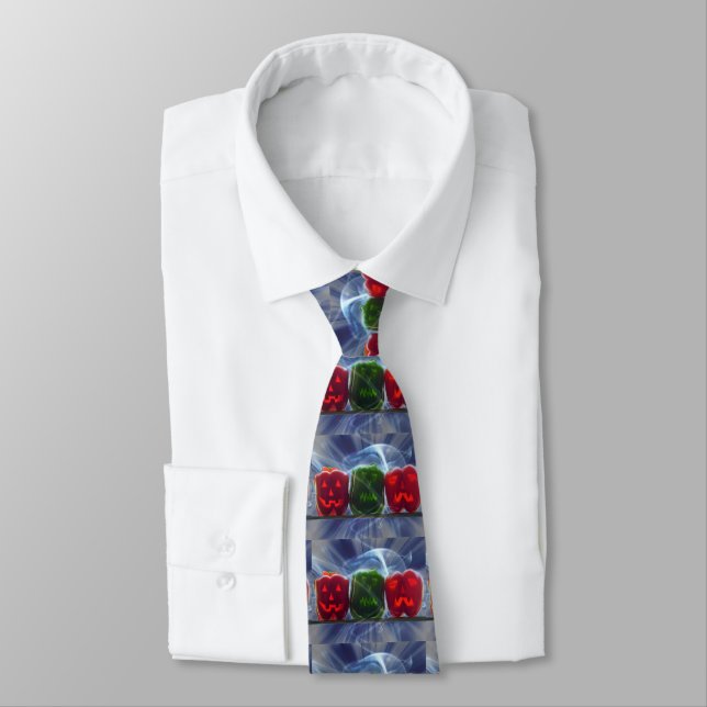 Jack O Lantern Bell Peppers Tie (Tied)