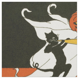 Jack O' Lantern Black Cat Ghost Horn Fabric