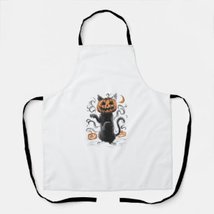 Jack o Lantern Black Cat Zombie Cat Halloween Pump Apron