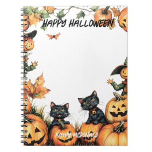 Jack o Lantern, Black Cats and Scarecrow Notebook