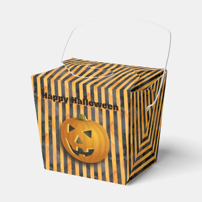Jack-O-Lantern, Black & Orange Striped Goodie Box (Front Side)