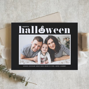 Jack-o'-lantern Black Photo Happy Halloween Holiday Card