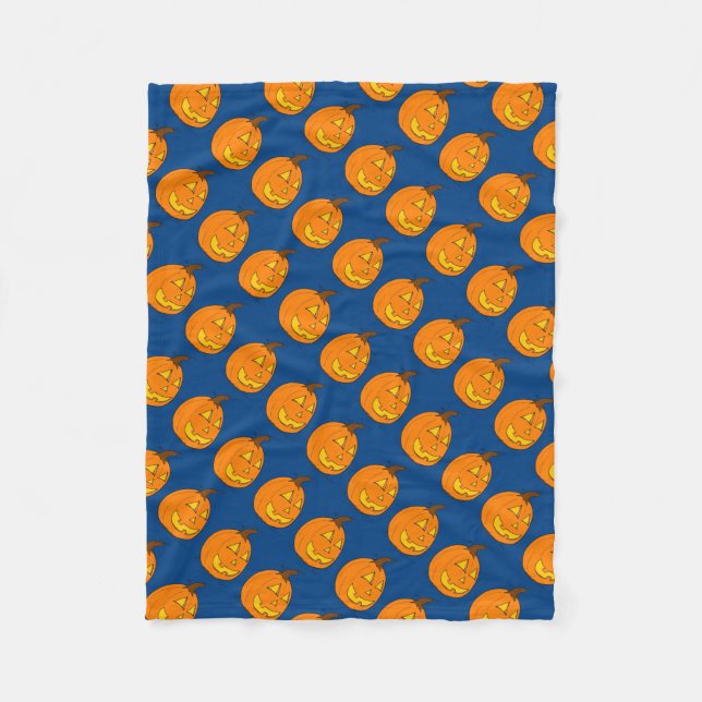 Jack o' Lantern Blue Fleece Blanket (Front)