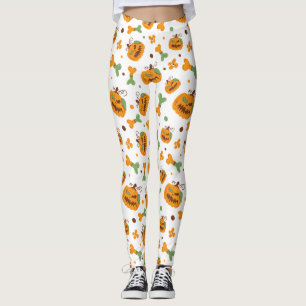 Jack-o'-Lantern & Bones Spooky Halloween Party Leggings
