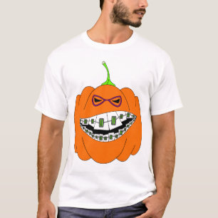 Jack-O-Lantern Braces Orthodontics Geek Nerd Glass T-Shirt