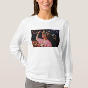 Jack-O-Lantern by Woman Peeling Apple T-Shirt