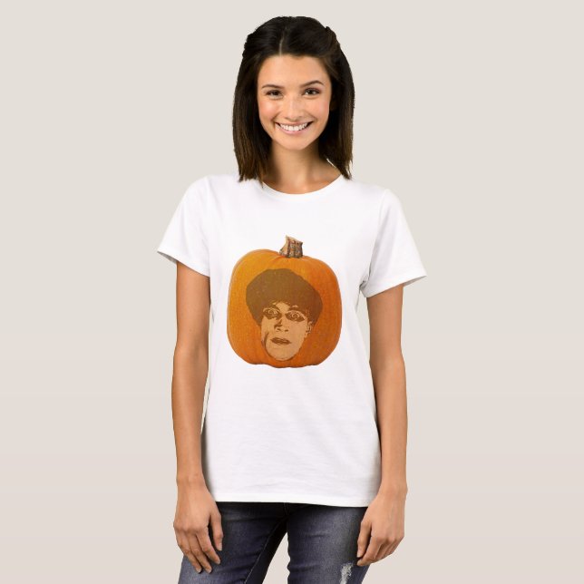 Jack o' Lantern Caligari Face, Halloween Pumpkin T-Shirt (Front Full)