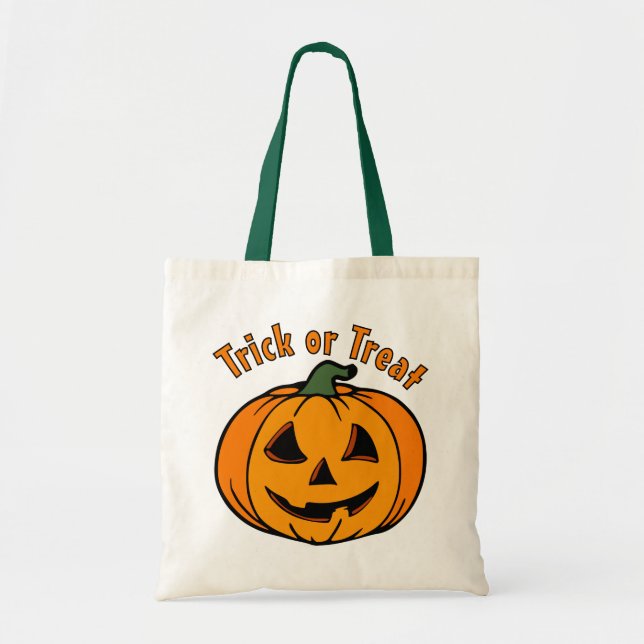 Jack O Lantern Carved Pumpkin Trick or Treat Tote Bag (Front)