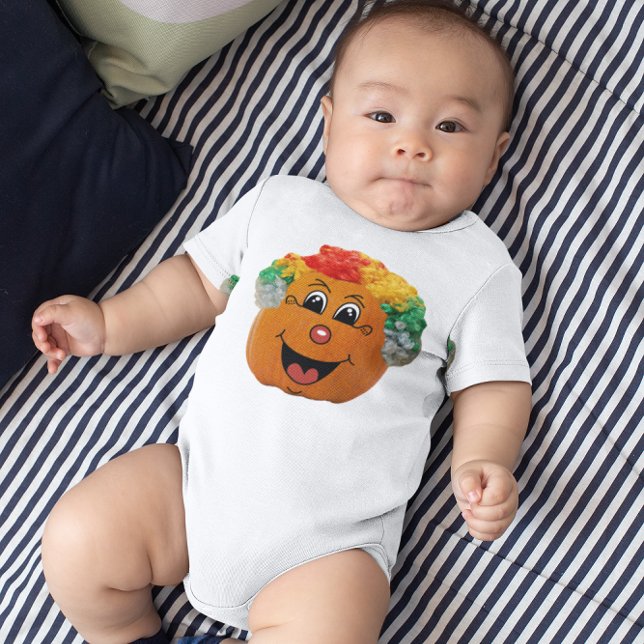 Jack o' Lantern Clown Face, Halloween Pumpkin Baby Bodysuit (Jack o' Lantern Clown Face, Halloween Pumpkin Baby Bodysuit)