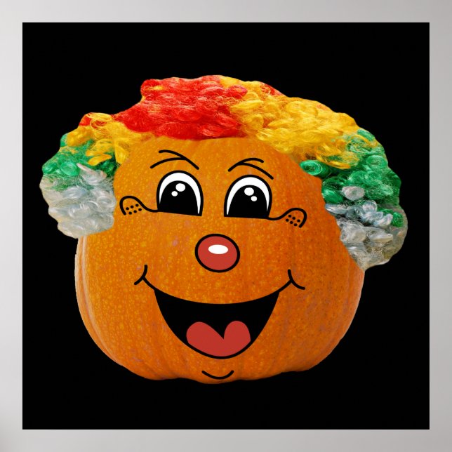 Jack o' Lantern Clown Face, Halloween Pumpkin Poster (Front)