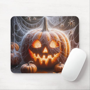 Jack-o-lantern Covered In Spider Webs Mouse Pad