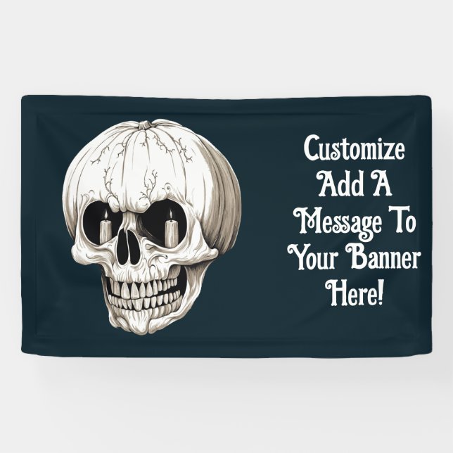 Jack O Lantern Cranium Halloween Gothic Banner (Horizontal)
