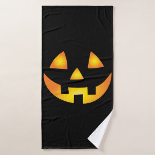 Jack O Lantern Creepy Pumpkin Face Halloween Bath Towel