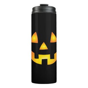 Jack O Lantern Creepy Pumpkin Face Halloween Thermal Tumbler