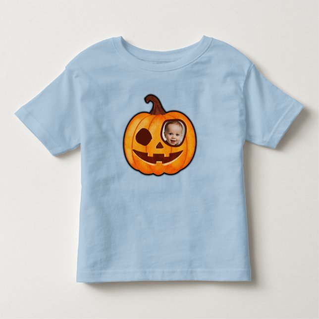 Jack o lantern custom photo pumpkin monster cute toddler T-Shirt (Front)