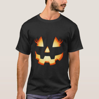 Jack O Lantern Eyelashes Pumpkin Face Halloween T-Shirt
