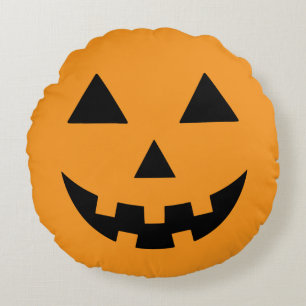 Jack O Lantern Face Halloween Pumpkin Round Cushion