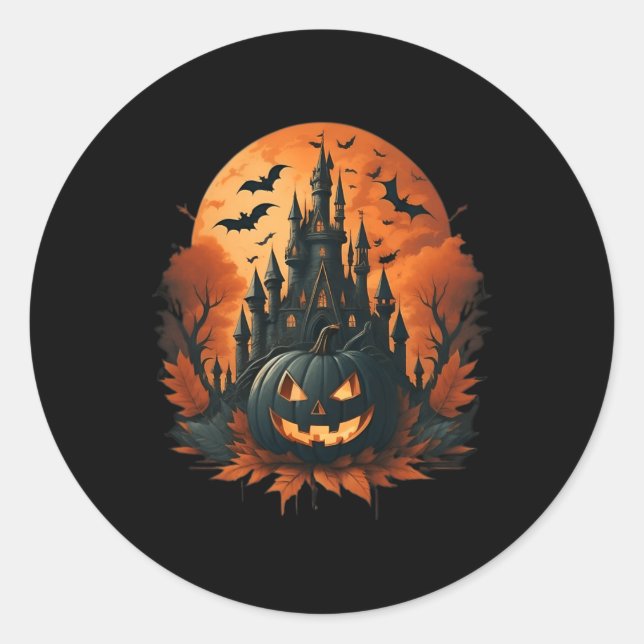 Jack O' Lantern Face  Halloween Pumpkin  Spooky  Classic Round Sticker (Front)