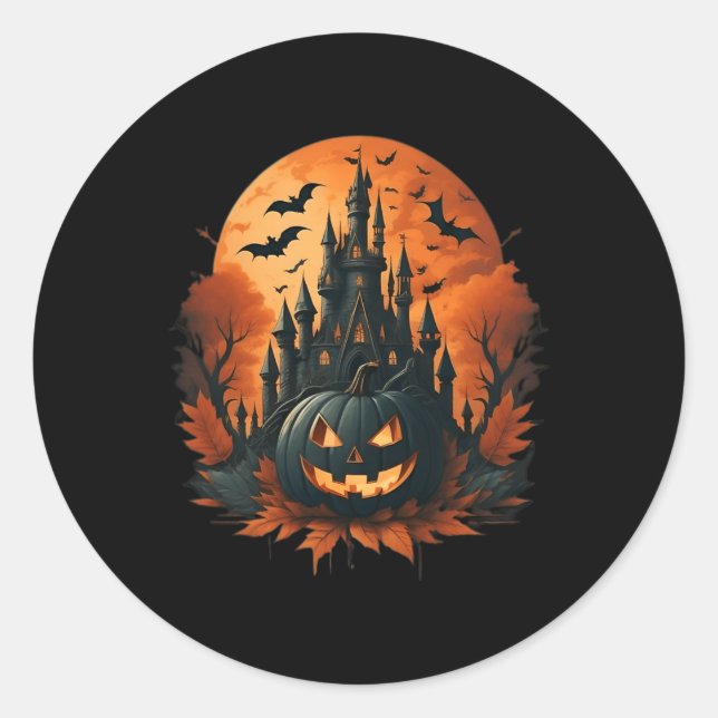 Jack O' Lantern Face Halloween Pumpkin Spooky  Classic Round Sticker (Front)