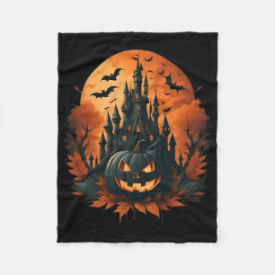 Jack O' Lantern Face Halloween Pumpkin Spooky Fleece Blanket