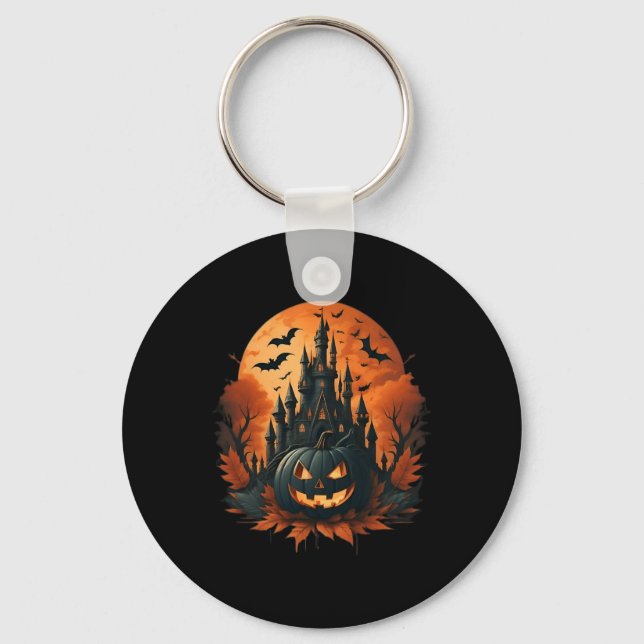 Jack O' Lantern Face Halloween Pumpkin Spooky  Key Ring (Front)