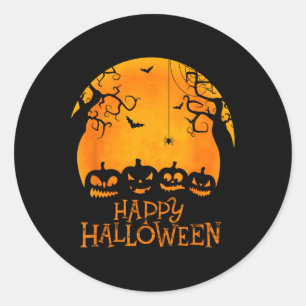 Jack O Lantern Face Happy Halloween Pumpkins Men W Classic Round Sticker