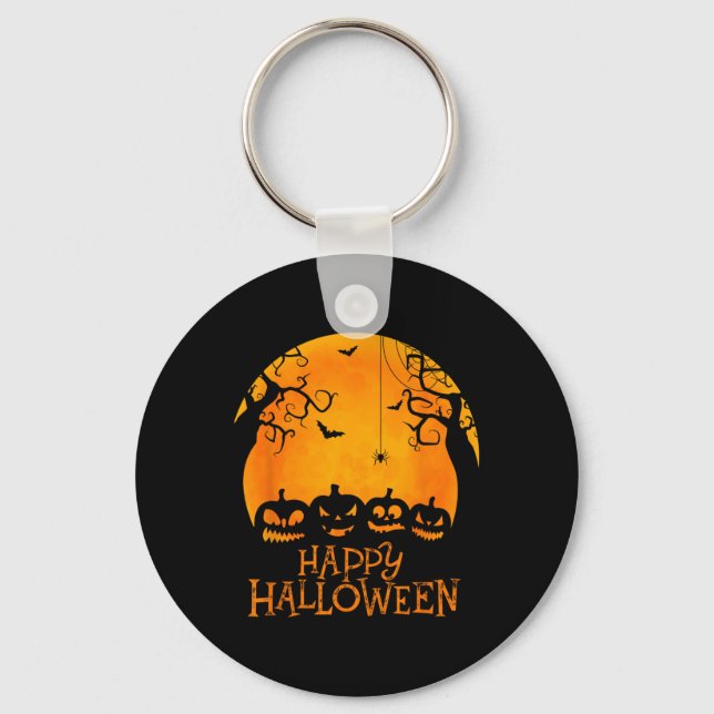 Jack O Lantern Face Happy Halloween Pumpkins Men W Key Ring (Front)