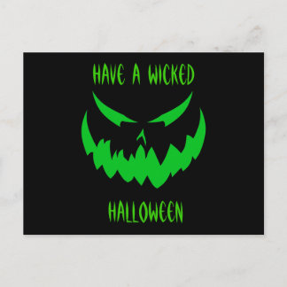 Jack-O'-Lantern Face II, Green Postcard