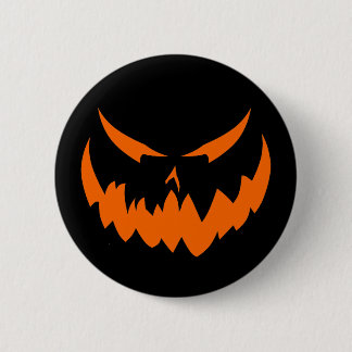 Jack-O'-Lantern Face II, Orange 6 Cm Round Badge