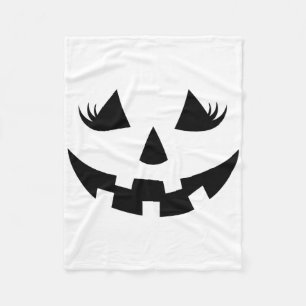 Jack O Lantern Face Pumpkin Eyelashes Halloween Wo Fleece Blanket