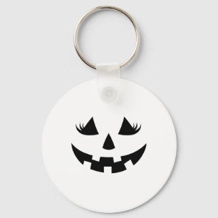 Jack O Lantern Face Pumpkin Eyelashes Halloween Wo Key Ring