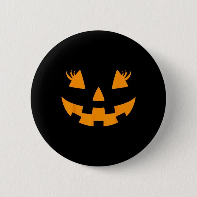 Jack O Lantern Face Pumpkin Eyelashes Hallowen Cos 6 Cm Round Badge (Front)
