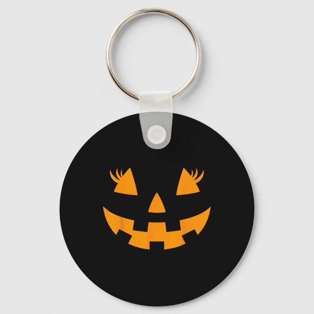Jack O Lantern Face Pumpkin Eyelashes Hallowen Cos Key Ring (Front)