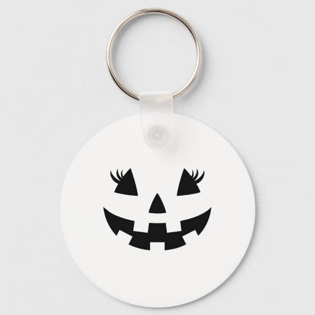 Jack O Lantern Face Pumpkin Eyelashes Hallowen Cos Key Ring (Front)