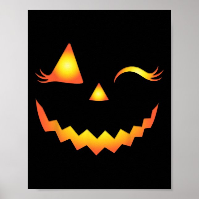 Jack O Lantern Face Pumpkin Eyelashes Hallowen Cos Poster (Front)