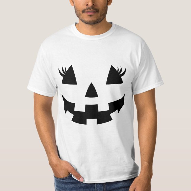 Jack O Lantern Face Pumpkin Eyelashes Hallowen Cos T-Shirt (Front)