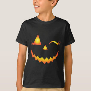 Jack O Lantern Face Pumpkin Eyelashes Hallowen Cos T-Shirt