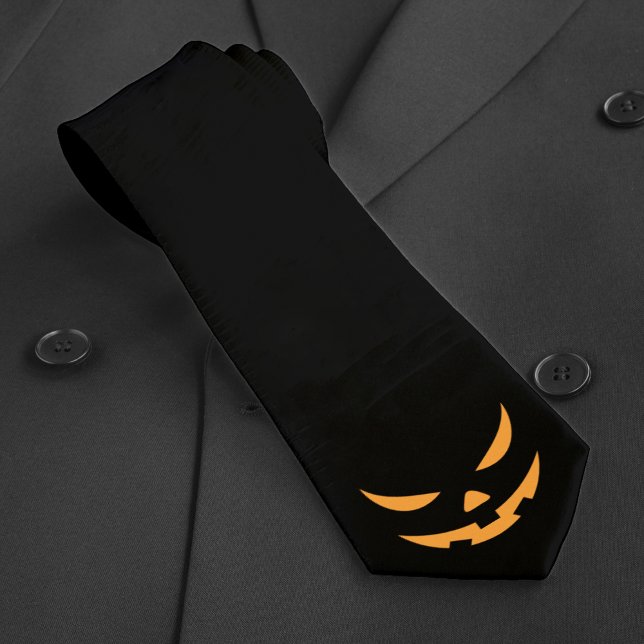 Jack O Lantern Face Scary Halloween Pumpkin Tie (Jack O Lantern Face Scary Halloween Pumpkin Black and Orange Neck Tie)