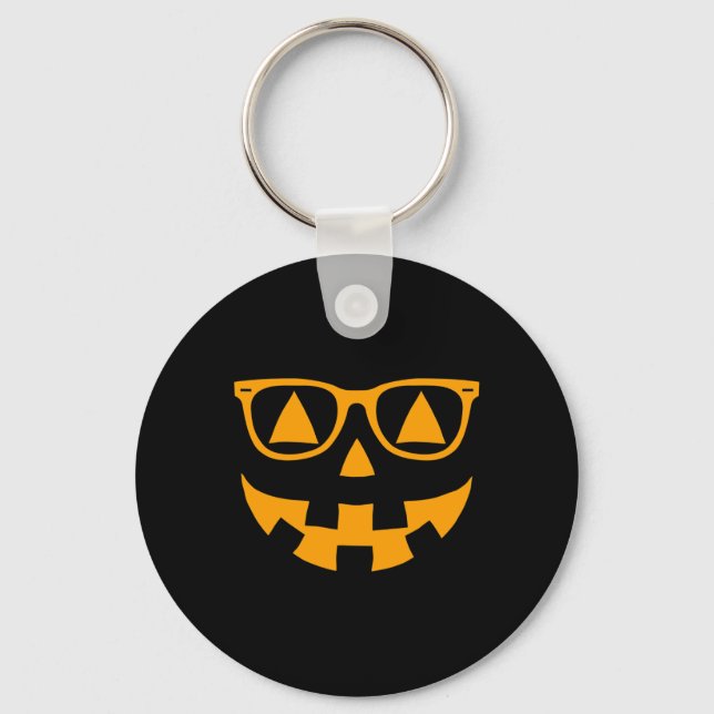 Jack O Lantern Face Sungles Gles Halloween Pumpkin Key Ring (Front)