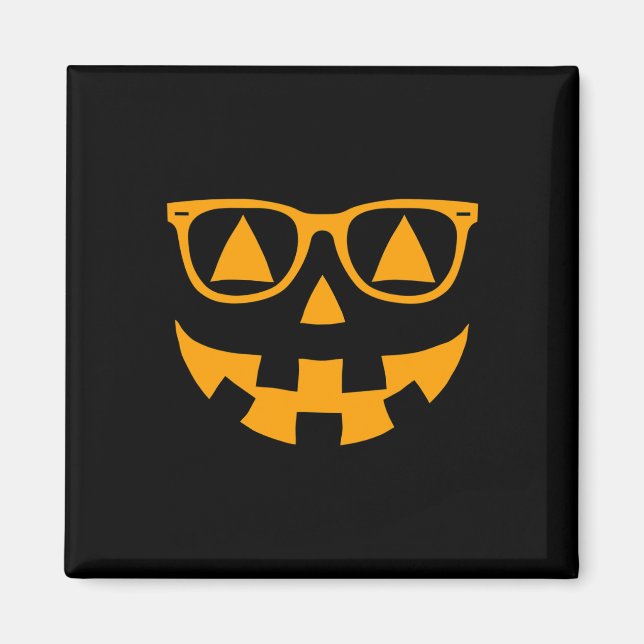 Jack O Lantern Face Sungles Gles Halloween Pumpkin Magnet (Front)