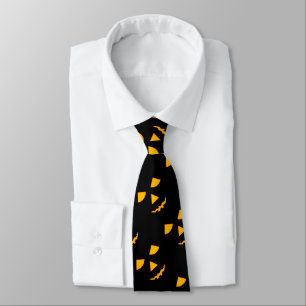 Jack-o-Lantern Faces Halloween Necktie