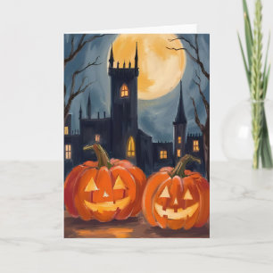 Jack-O-Lantern Fright Halloween Spooky Painted Holiday Card