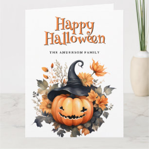 Jack O’Lantern Ghost Floral Happy Halloween Card