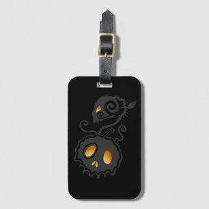 Jack O Lantern Glowing Skull Vine Luggage Tag