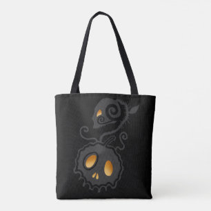 Jack O Lantern Glowing Skull Vine Tote Bag