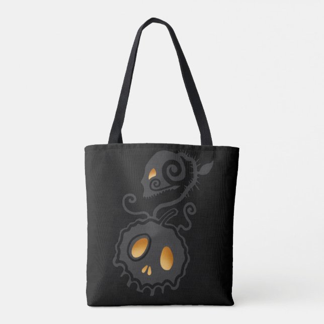 Jack O Lantern Glowing Skull Vine Tote Bag (Back)