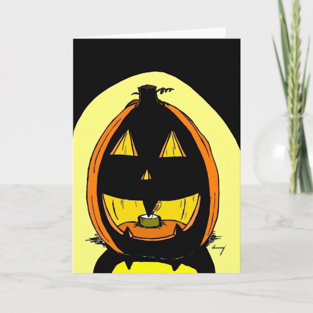 Jack o' Lantern Halloween Greeting Card (Front)