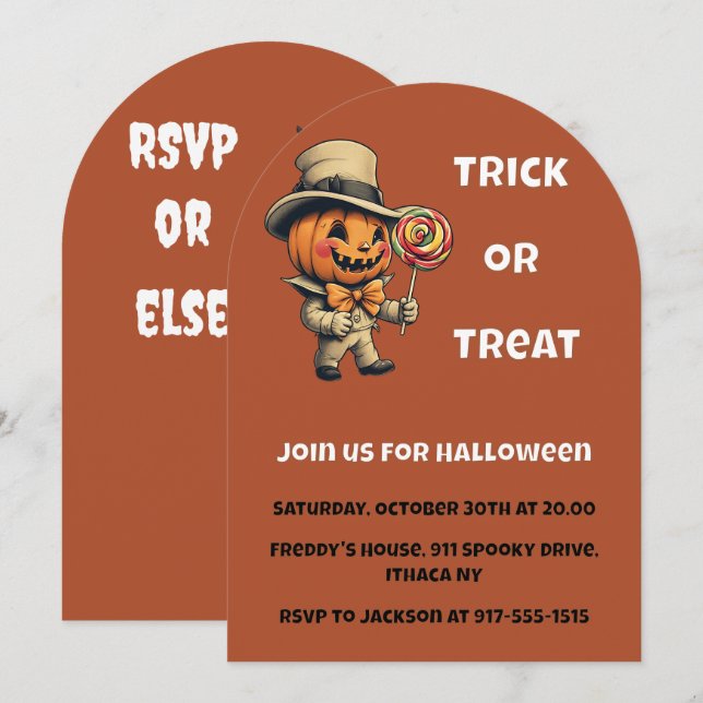 Jack o lantern Halloween Invitation (Front/Back)